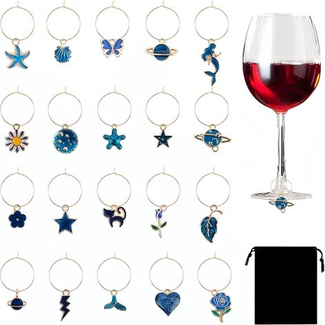 Glass Markers - Zinc Alloy Wine Glass Identifiers with Beach Motifs - for Parties Gatherings - 24 Pieces (1/5)