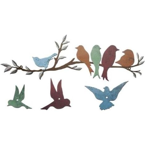 1 Ensemble Métal Oiseaux Mur Art Oiseaux Branche Décoration Murale Tenture Feuille Fer Arbre Sculpture Oiseau Silhouette Ornement Mur Signe Pour Balcon Jardin Décor (1/4)