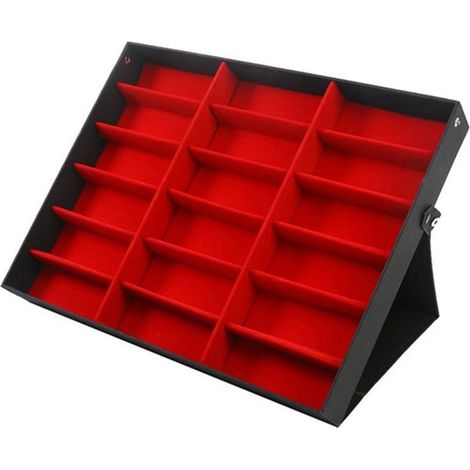 Étui pliable en cuir PU pour 18 paires de lunettes, coffret de rangement avec couvercle pliant, organisateur de boîte à lunettes de soleil.
