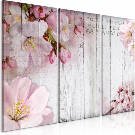 Tableau fleurs sur planches - 120 x 80 cm