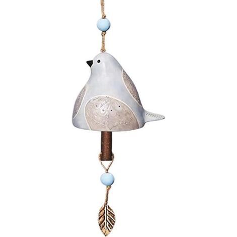 carillon éolien en forme d'oiseau décoration de jardin style unique peint à la main décor à la maison Blanc (1/2)