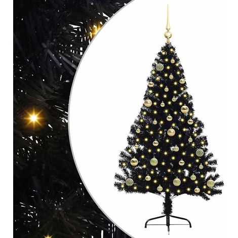 Sapin de Noël Arbre de Noël artificiel pré-éclairé Noir 150 cm PVC (1/5)