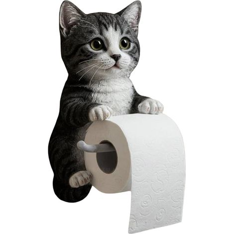 XEOVHV Katzen-Toilettenpapierhalter, 2026 Neuer lustiger Toilettenpapierhalter, freistehendes Badezimmer-Set, lebensechte 3D-Katzenskulptur, Toilettenpapierhalter aus Kunstharz, Dekoration für Katzen (1/5)