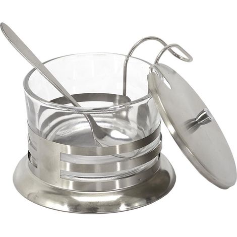 Distributeur de parmesan 20cl en verre et inox avec sa cuillère (1/4)