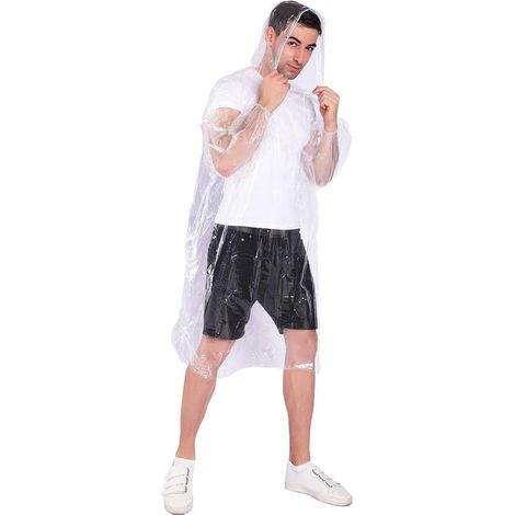 Capuche Anti-pluie - Polyéthylène Non Toxique - 100 % Imperméable - Cordon de Réglage - Manches Élastiques - Pour Adultes et Enfants - 2 Pièces (1/5)