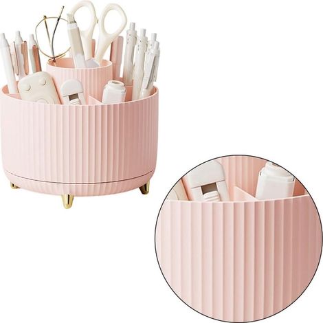 Caja organizadora giratoria para cosméticos y productos para el cuidado de la piel, organizador de brochas de maquillaje y vitrina para encimera de baño. (1/3)