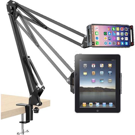 Support Téléphone Sur Bras Articulé - Bras Ciseaux Pour Table - Support Vidéo Aérien Pour Smartphone Et Tablettes - Adapté Streaming Cuisine Dessin - 1 Pièce (1/5)
