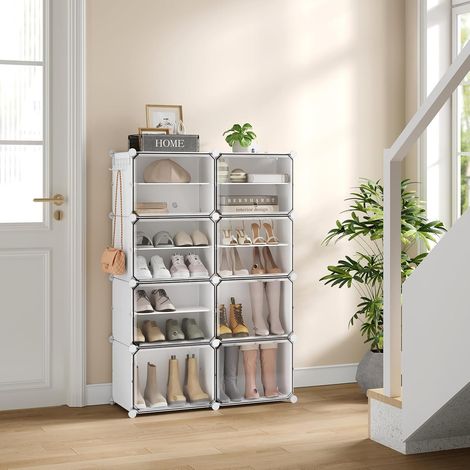 WOLTU Scarpiera 8 Scomparti Scarpe 32 Paia Salvaspazio Bianco (1/5)