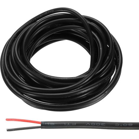 26AWG Électrique Fil 2 Conducteurs Led Étamé Cuivre 9,8Ft Noir (1/5)