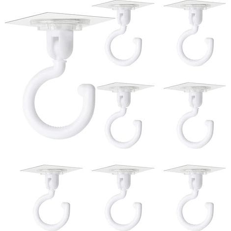 8 Stück transparente selbstklebende Haken, 360 Grad drehbarer Haken, kraftvoller Kleber, Deckenhaken, ohne Bohren, Wandhaken für Badezimmer