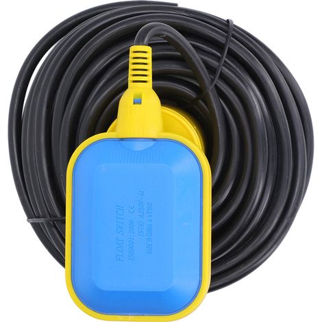 Câble interrupteur à flotteur 15m/49ft, contrôleur niveau liquide eau, écologique pour piscine, huile, puisard (1/5)
