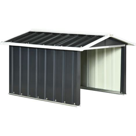 Outsunny garaje para robot cortacésped de acero galvanizado con techo dos aguas, caseta para robot cortacésped, 87x103x66 cm, gris oscuro