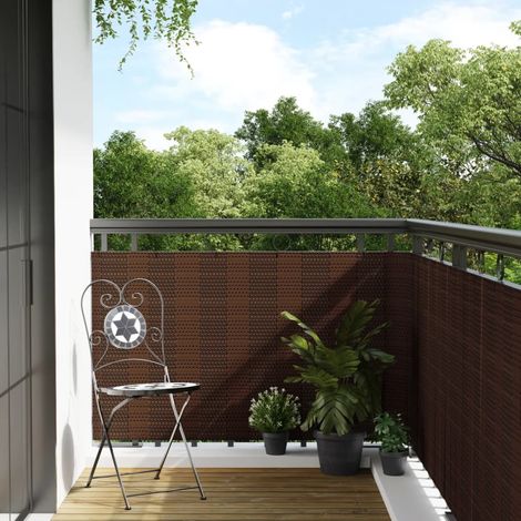 Paravent de balcon, marron et noir, 300 x 100 cm, en polyrotin