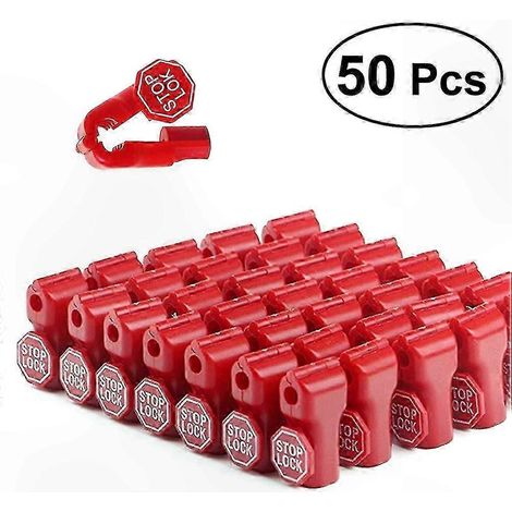 Lot de 50 arrache-loquets en plastique à tête rouge, une solution antivol pour les crochets d'affichage en magasin. (1/2)