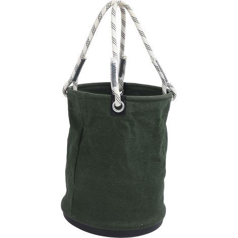 Mini secchio portautensili, borsa portautensili pieghevole in tela, capacità 30 kg per lavoro, campeggio, pesca, organizer, fondo in plastica (VERDE) (1/5)