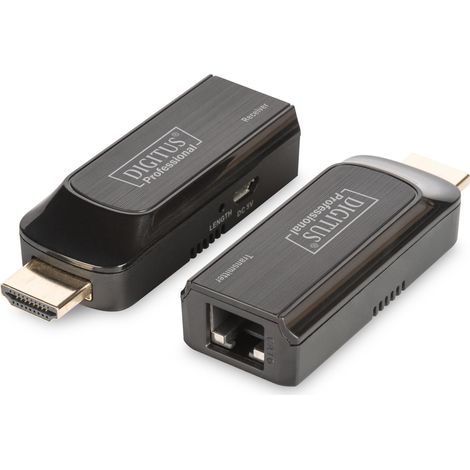 Digitus DS-55203: Set di Estensione Mini HDMI 4K per Video e Audio, Trasmettitore e Ricevitore di Rete Wireless fino a 50 m, Nero (1/3)