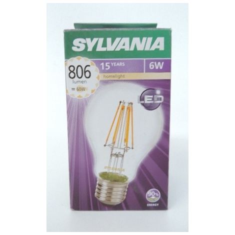 Ampoule LED 6W ronde A60 filament 2700K 806lm culot E27 230V non-dimmable claire TOLEDO RETRO SYLVANIA 0027128