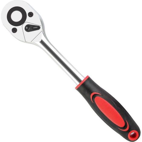 Clé dynamométrique, clé à cliquet à couple élevé pour embase, clé à dégagement à levier en acier au chromevanadium 24 dents, chromée (longueur: 1/4 de pouce, longueur de 155mm) (1/5)