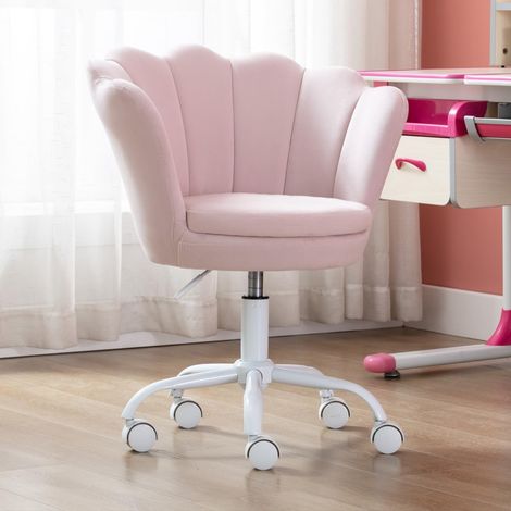 Wahson Kids Desk Chair in Velvet Swivel Task Chair with Petal Backrest Children Study Chair Height Adjustable for Girls Boys, Pink (1/5)