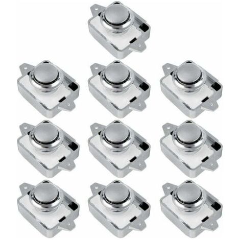 10PCS Bouton poussoir serrure SA RV tiroir placard bouton de porte camping-car caravane (argent 10 pièces) -