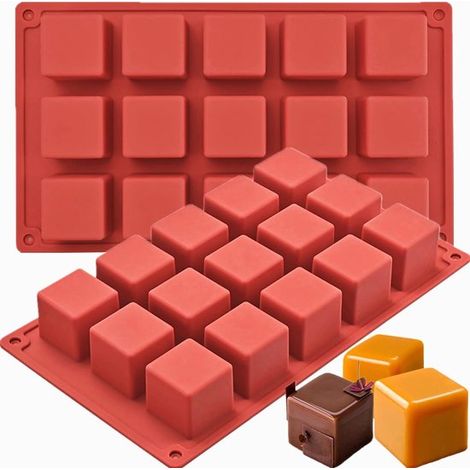 Stampo per torte in silicone a forma di cubo, 3 x 3 x 3 cm, stampi quadrati in silicone 3D per cioccolato, caramelle, tartufi, gelatina, 30 cavità (1/5)