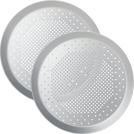 Lot de 2 Plaques à pizza, Alliage d'aluminium, Perforées, Résistantes four, Ø 29,5 cm, Cuisson maison