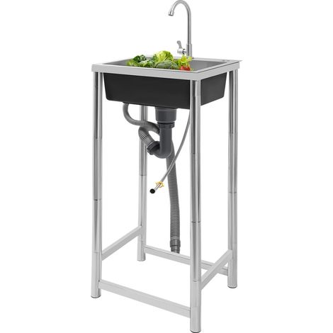 Fregadero de cocina antideslizante con grifo, de acero inoxidable duradero, portátil e independiente.