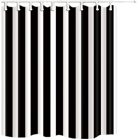TONCHEAN Shower Curtain, Black and White Striped Shower Curtain, Waterproof Polyester Fabric, 180x200cm, Simple and Elegant Bathroom Decor (1/2)