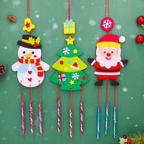 Guirlande Éolienne De Noël - Forme Bonhomme De Neige Et Père Noël - En Tissu Non Tissé Et Tige Métallique - Pour Porte Fenêtre Arbre Jardin - 1 Pièce (1/5)