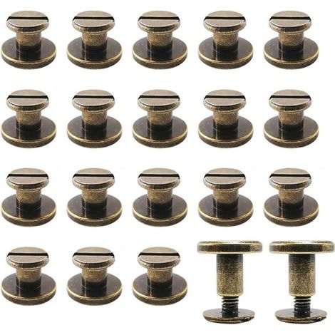 Sollbry Schraubnieten, Messingnietensätze, Ledernieten, Metallnieten für handgefertigte Lederarbeiten und Buchbinderei, 20 Paar (9x5mm) (1/5)