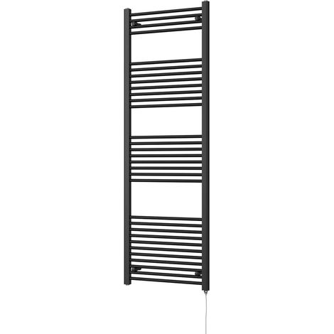 Zennor - Black Electric Towel Rail H1800mm x W600mm Straight 900w Standard (1/3)