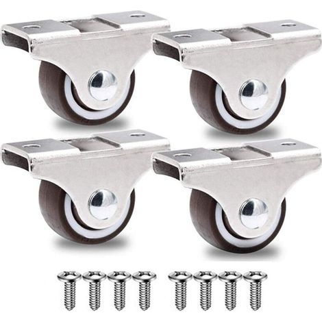 – Lot de 4 roulettes fixes 25mm – Charge lourde jusqu'à 40kg – Roues en polyuréthane pour sols sensibles – 8 vis incluses (1/5)