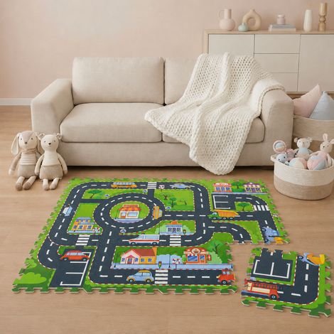 12 Teile Puzzlematte Straße für Kinder - 30x30 Spielstraße Puzzle Spielteppich (1/5)