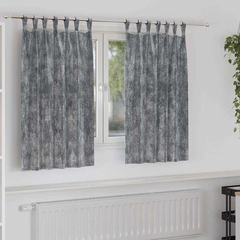 Samtvorhänge mit Vorhängen 2 pcs Grau 140 x 140 cm Samt