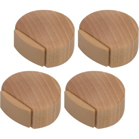 Lot de 4 butées de porte adhésives - Butées de porte en bois pour sols et parquets Butées de porte sobres et élégantes (1/4)