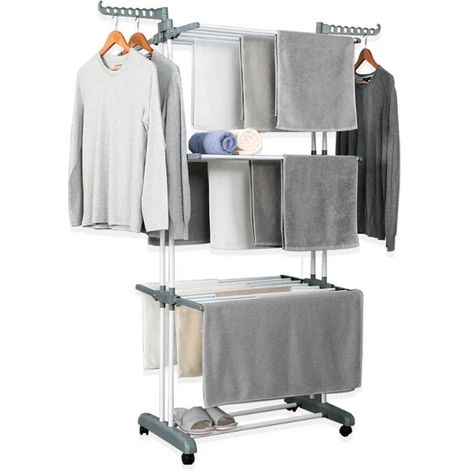 Herzberg HG-8034GRY: Perchero móvil para ropa - Gris