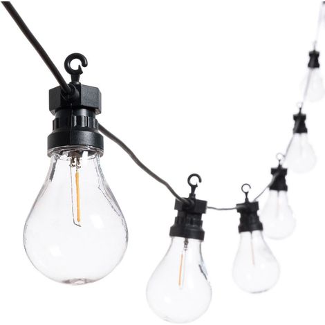 Catena prolungabile, lampadine con filamenti luce calda cordoniera per esterni -Nero / 10 mt / Ø 80 mm
