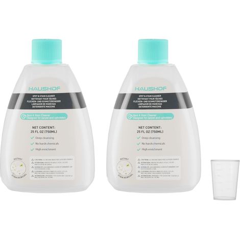 Haushof – Nettoyant pour tapis et moquettes 2 x 750 ml – Formule à faible mousse – Compatible nettoyeur StainZapper – Pour canapés, voitures, textiles (1/5)