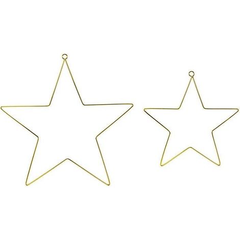 Colgantes decorativos de metal Estrellas, dorado, 2 uds. (1/3)