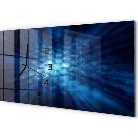 Horloge Murale Panoramique 60x30 cm en Verre Trempé Silencieuse Design Moderne Cristaux (1/5)