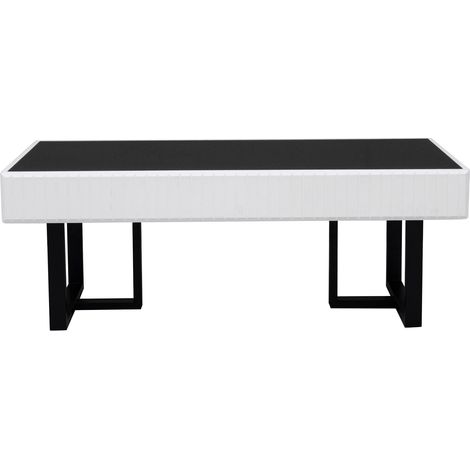 ELVMI Table basse fixe avec plateau partiellement laqué pour salon en MDF et panneaux de particules 110 × 50.5 × 41 cm (1/4)