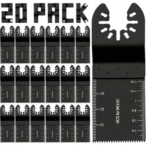 Lames de scie oscillantes, 20 pièces, universelles, à dégagement rapide, compatibles avec Fein, Dremel, Dewalt, Craftsman, Ridgid, Makita, Milwaukee, Rockwell, Ryobi, etc (1/5)