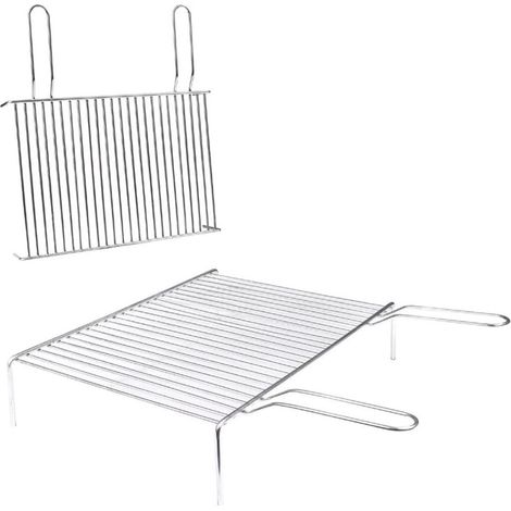 TrAdE Shop Traesio - Graticola Griglia Per Barbecue Brace Camino In Acciaio 2 Manici Con Piedi 35x50 Cm 001037 - (1/5)