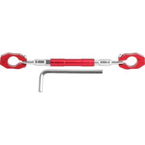 Barre de Stabilisation pour Guidon Moto 7/8in : Barre Centrale Renforcée CNC Aluminium Réglable, Rouge, 1 Unité (1/5)