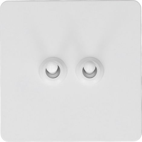Interrupteur mural bascule inox – Blanc minimaliste – Bipolaire 2 postes – Base isolée polycarbonate – 250V AC
