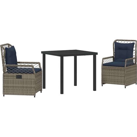 Maison Exclusive - Set da Pranzo per Giardino 3 pcs Grigio polyrattan (1/5)