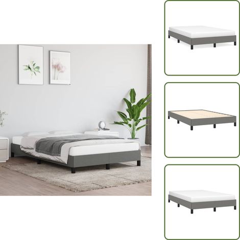 Cadre de lit sans matelas gris foncé 120x190 cm tissu - Cadre De Lit - Lit Double - Literie - Meuble Chambre - Sommier (1/5)