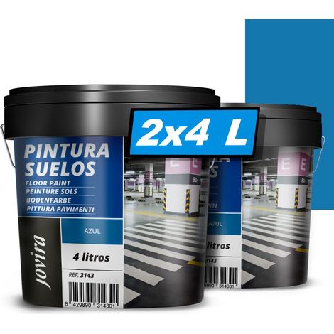 JOVIRA PINTURAS-12 Kg-Pittura per pavimenti esterni ed interni, garage e superfici sportive in genere, finitura opaca. Protegge e decora le superfici in calcestruzzo, cemento (2x4 Litri, Blu) (1/3)