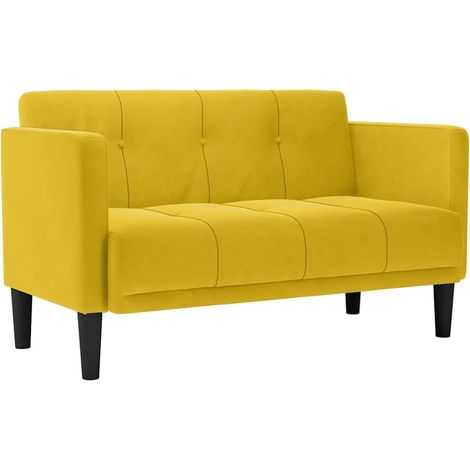 Canapé Sofa deux places Jaune 111 cm Velours (1/5)
