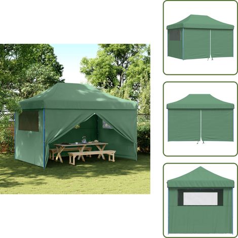 Tente de réception pliable escamotable 4 parois latérales vert - Tents Gazebos - Tentes Pliables - Abri Extérieur - Chapiteau Événement - Tente Fête (1/5)